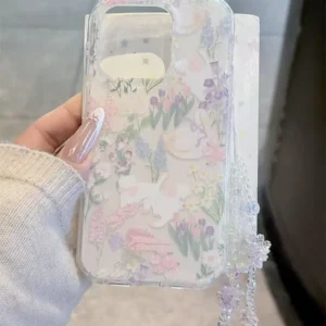 Printemps fleur fleur chat Illustration adapté pour Apple 16/15 femme 14 Promax coque de téléphone 13/12mini coque de téléphone